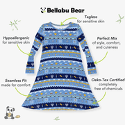 Bellabu Bear Dresses Hanukkah Fair Isle Bamboo Girls' Long Sleeve Dress by Bellabu Bear - (Sizes 2T - 14)
