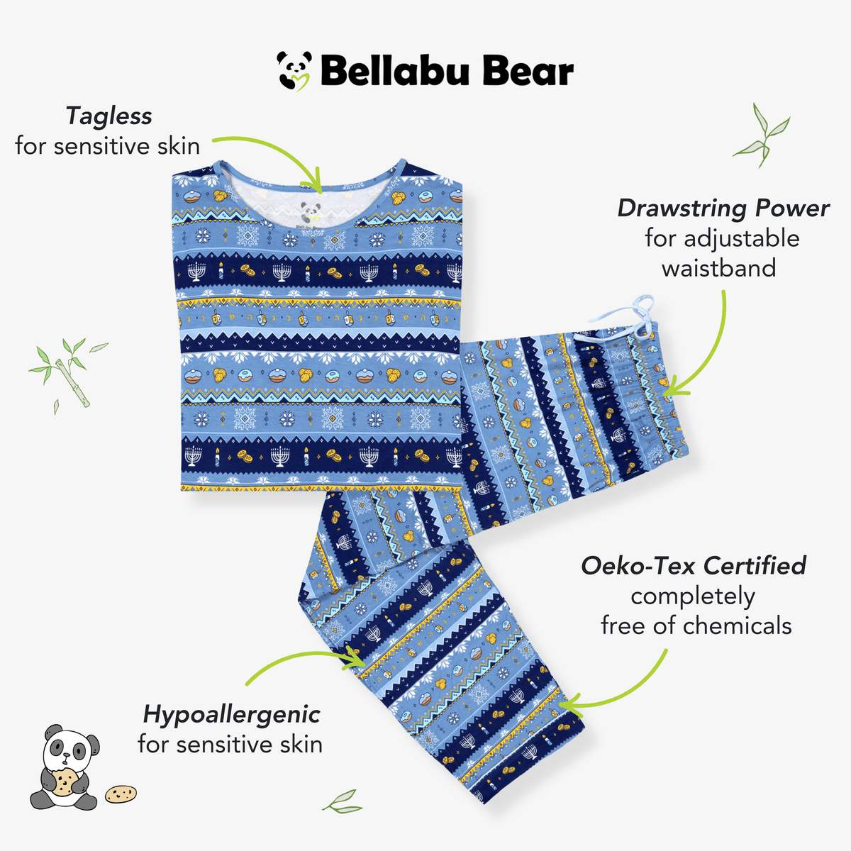 Bellabu Bear Pajamas Hanukkah Fair Isle Bamboo Men's Pajama Set by Bellabu Bear - (Sizes S - XXL)
