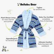Bellabu Bear Pajamas Hanukkah Fair Isle Bamboo Sherpa Bathrobe by Bellabu Bear - (Adult Sizes S/M - M/L)
