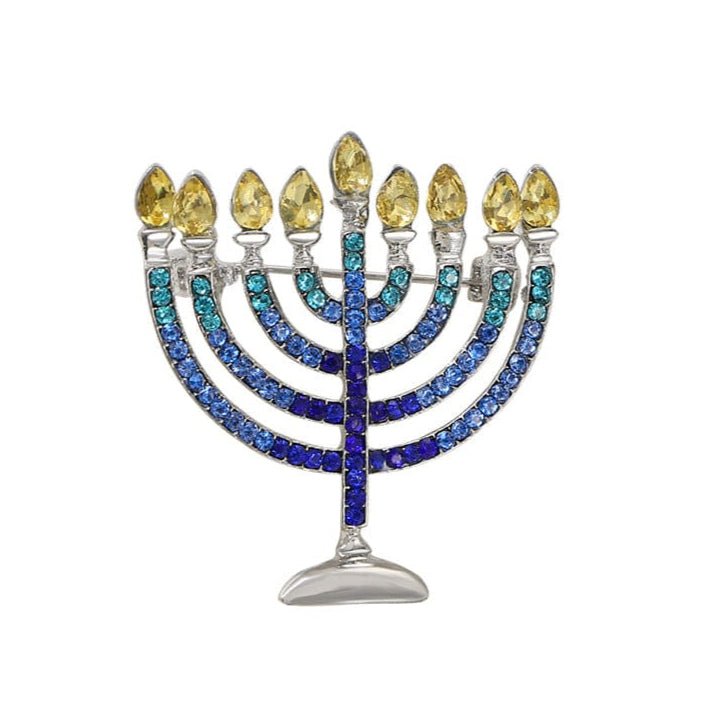 ModernTribe Apparel - Crystal Menorah Brooch - Blue - ModernTribe