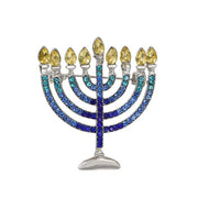 Turtley Trendy Brooches & Pins Crystal Menorah Brooch - Blue