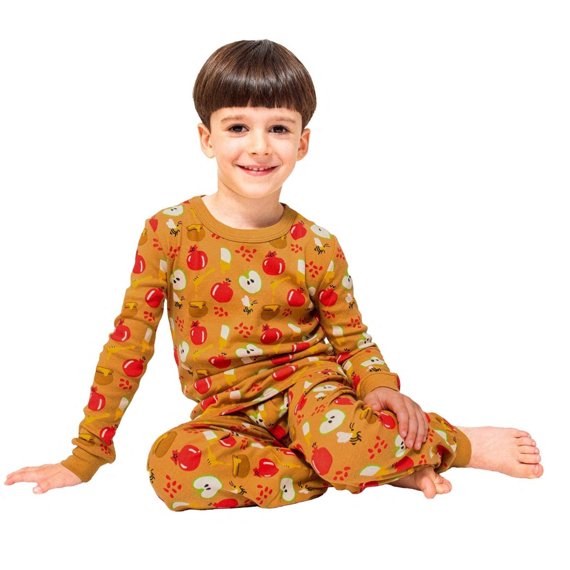 Midrash Manicures Pajamas Rosh Hashanah Apples & Honey Pajamas, Kids Unisex Sizes 2T - 12