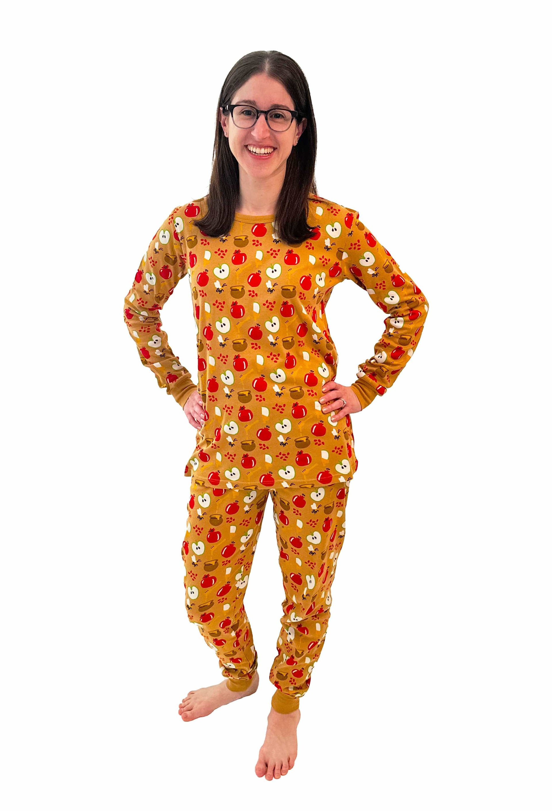 Midrash Manicures Pajamas Adults Rosh Hashanah Apples & Honey Pajamas - (Unisex Sizes S - XXL)