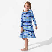 Bellabu Bear Dresses Hanukkah Fair Isle Bamboo Girls' Long Sleeve Dress by Bellabu Bear - (Sizes 2T - 14)