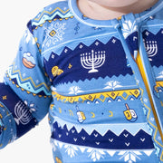 Bellabu Bear Pajamas Hanukkah Fair Isle Bamboo Convertible Footie by Bellabu Bear - (Baby Sizes 0 - 18M)