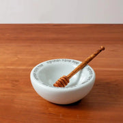 Green Judaica - Handmade Soft Blue and Platinum Porcelain Honey Dish - ModernTribe
