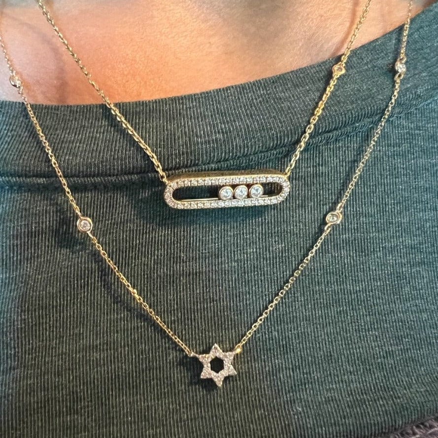 Alef Bet - Diamond Bezel Star of David Necklace - 14k Yellow, White or Rose Gold - ModernTribe