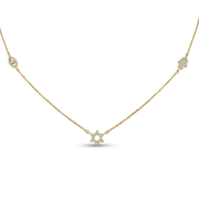 Izakov Fine Jewelry Necklaces Petite Diamond Hamsa, Evil Eye and Star of David Station Necklace - 14k Yellow, White or Rose Gold