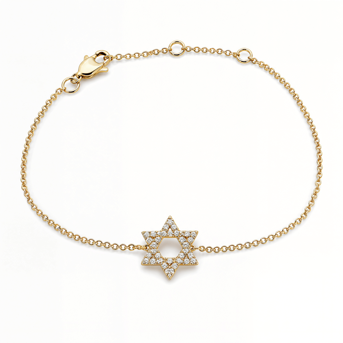 Izakov Fine Jewelry Bracelets Yellow Gold / Medium (12.5mm) Star of David Diamond Bracelet - 14k Yellow, White or Rose Gold