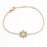 Izakov Fine Jewelry Bracelets Yellow Gold / Medium (12.5mm) Star of David Diamond Bracelet - 14k Yellow, White or Rose Gold