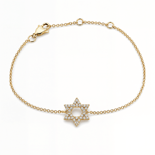 Star of David Diamond Bracelet - 14k Yellow, White or Rose Gold