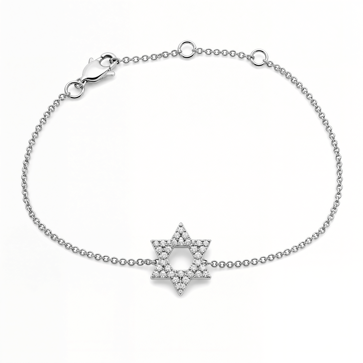 Izakov Fine Jewelry Bracelets White Gold / Medium (12.5mm) Star of David Diamond Bracelet - 14k Yellow, White or Rose Gold