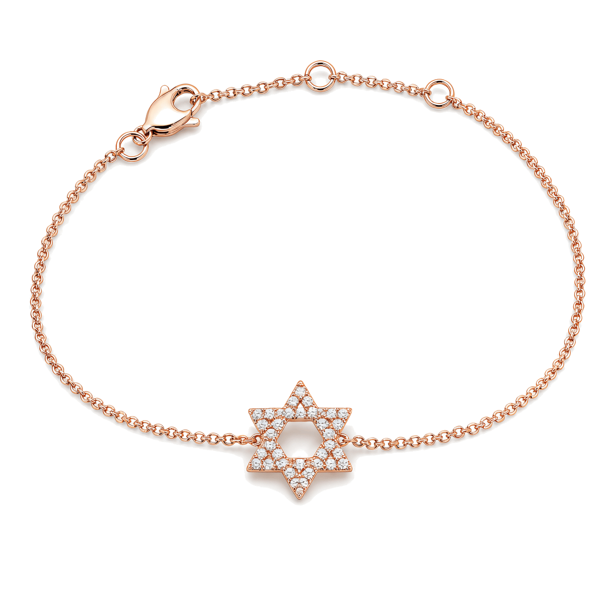 Izakov Fine Jewelry Bracelets Rose Gold / Medium (12.5mm) Star of David Diamond Bracelet - 14k Yellow, White or Rose Gold