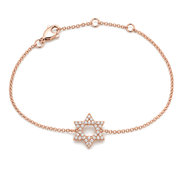 Izakov Fine Jewelry Bracelets Rose Gold / Medium (12.5mm) Star of David Diamond Bracelet - 14k Yellow, White or Rose Gold