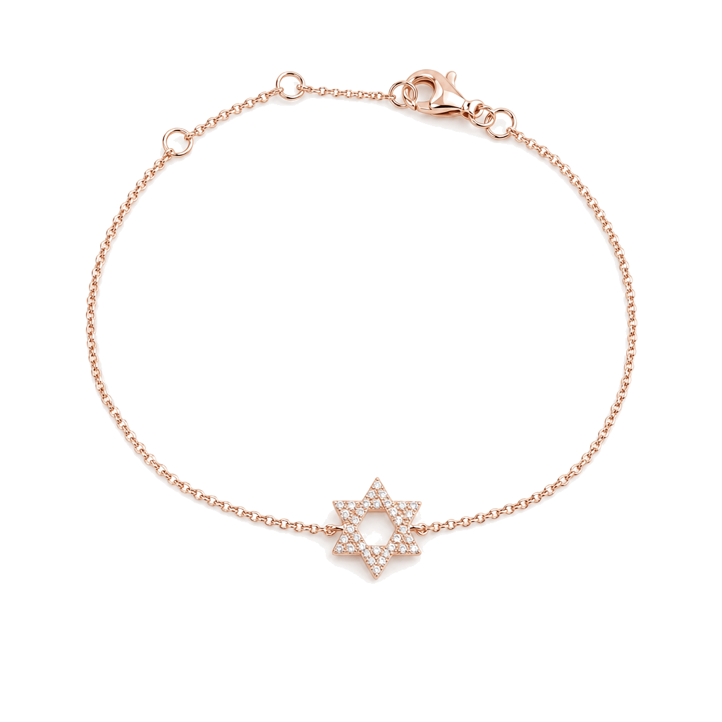 Izakov Fine Jewelry Bracelets Rose Gold / Small (8mm) Star of David Diamond Bracelet - 14k Yellow, White or Rose Gold