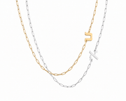 Miriam Merenfeld Jewelry Necklaces Hebrew Small Initial Link Necklace - (Sterling Silver, Gold-Plated or Two-Tone)