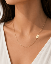 Miriam Merenfeld Jewelry Necklaces Dani Hamsa Diamond Paperclip Necklace - (Sterling Silver, Gold-Plated, or Two-Tone)