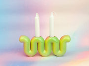 Feldi Studios Candlesticks Squiggly Rainbow Shabbat Candlestick