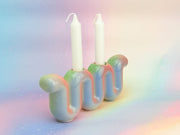 Feldi Studios Candlesticks Squiggly Rainbow Shabbat Candlestick