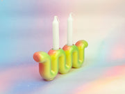 Feldi Studios Candlesticks Squiggly Rainbow Shabbat Candlestick