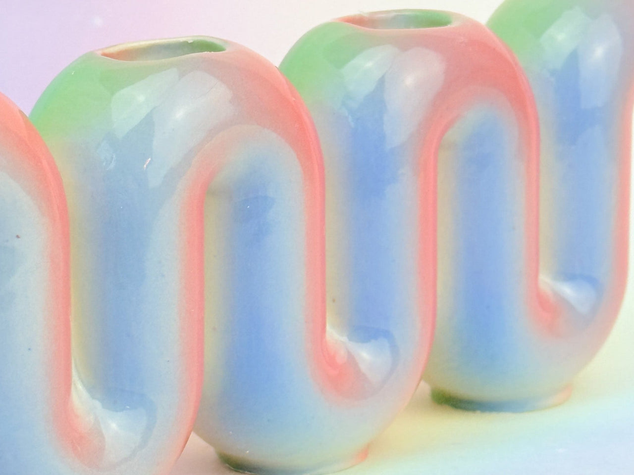 Feldi Studios - Squiggly Rainbow Sherbet Shabbat Candle Holder - ModernTribe