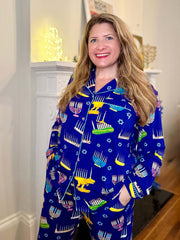 Amy Kritzer Becker - Hanukkah Many Menorahs Bamboo Adult Pajamas - (Unisex Sizes S - 4XL) - ModernTribe