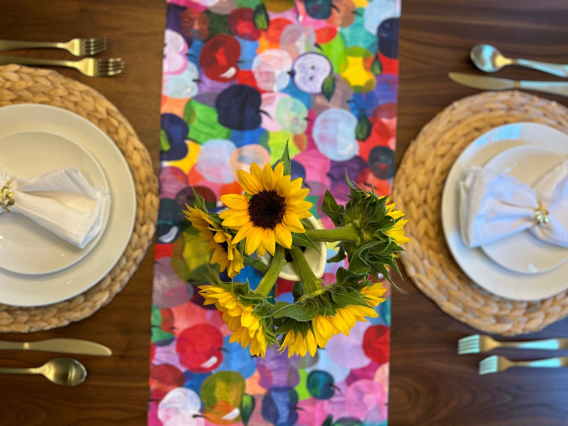 Arielle Zorger Designs Tablecloths Rosh Hashanah Rainbow Apples Table Runner