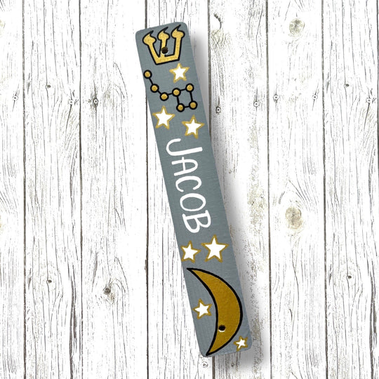 Personalized Moon Mezuzah - Light Gray