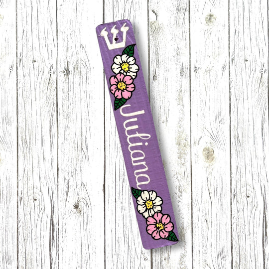 Personalized Flower Mezuzah - Lavender