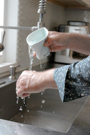 Green Judaica - Handmade Soft Blue Porcelain and Platinum Washing Cup - ModernTribe