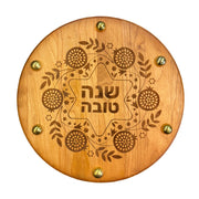 Joy Stember Challah Boards Shana Tova Round Challah Board with Pomegranates by Joy Stember