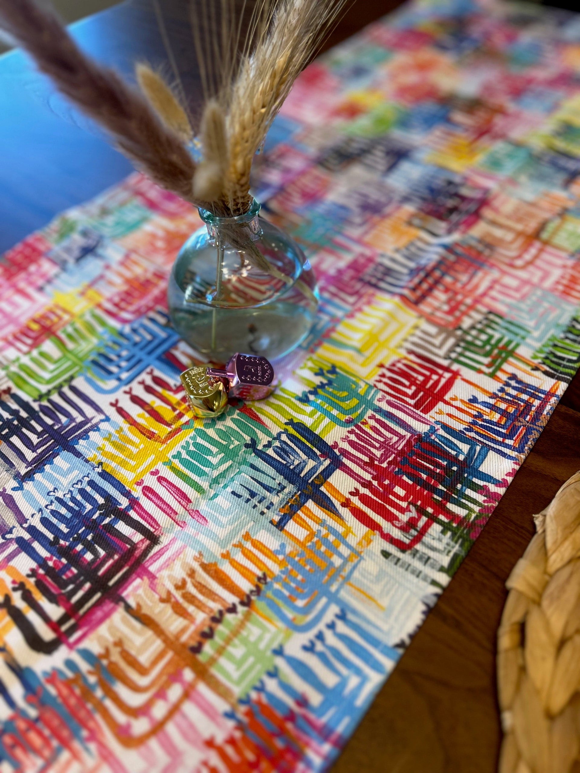 Arielle Zorger Designs Tablecloths Hearts Menorah Table Runner