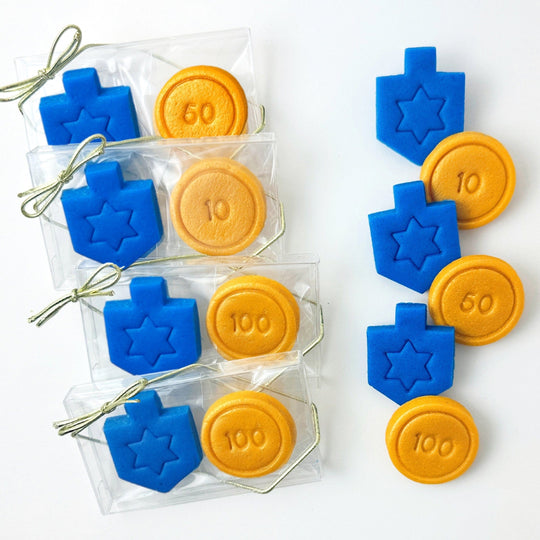 Hanukkah Marzipan Dreidels and Gold Gelt Gift Duets