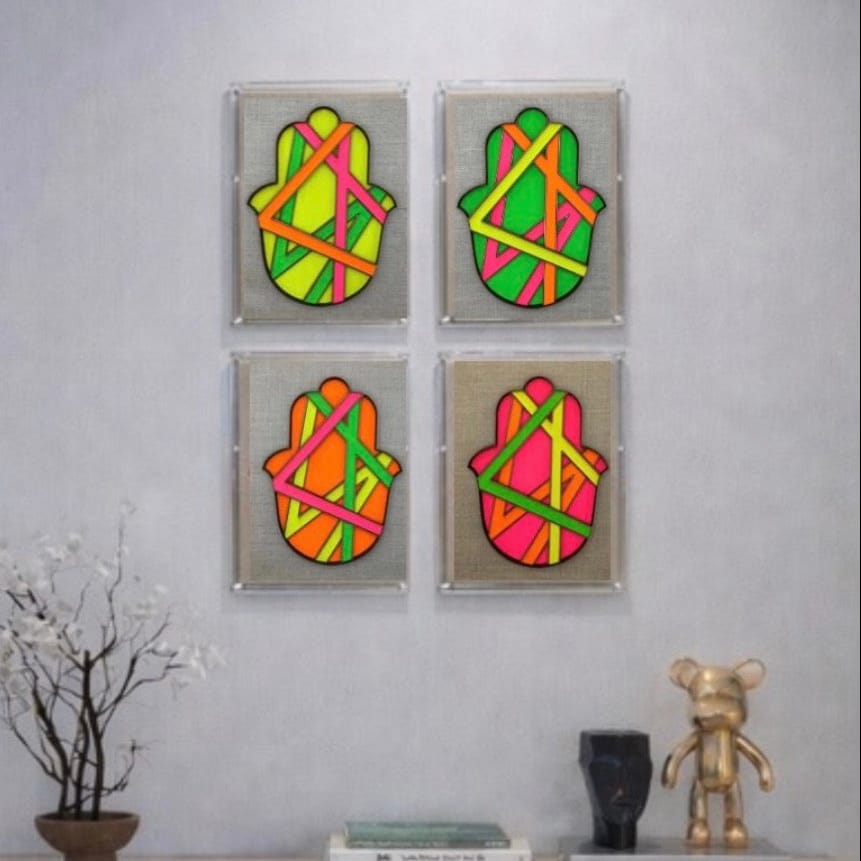 Hamsas by Regina - Framed Ombre Hamsa - Choice of Neon Colors - ModernTribe