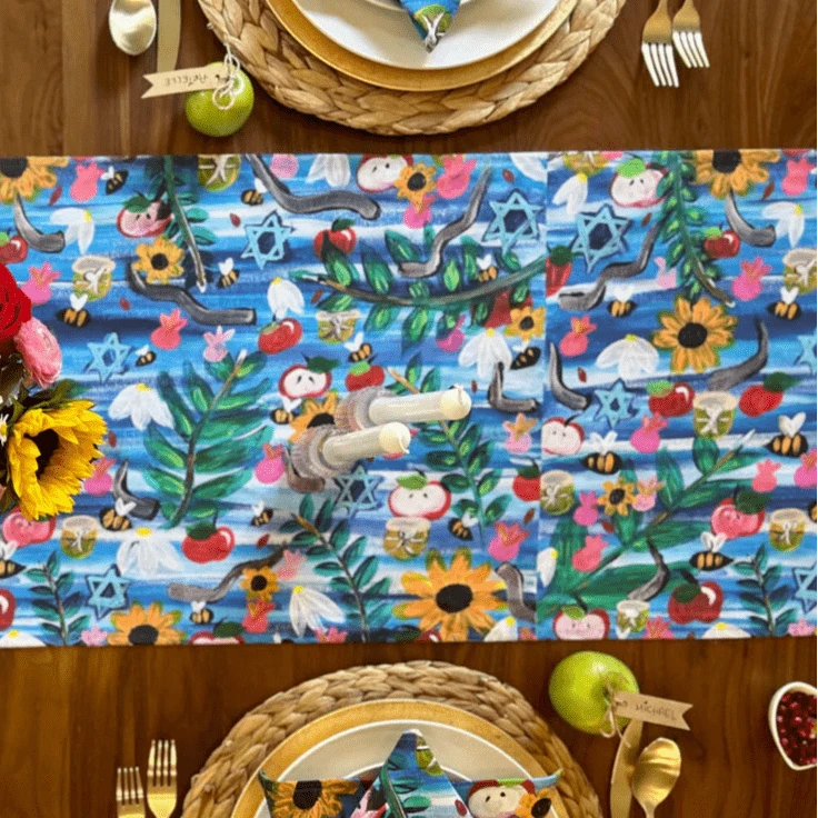 Arielle Zorger Designs Tablecloths Rosh Hashanah Garden Table Runner