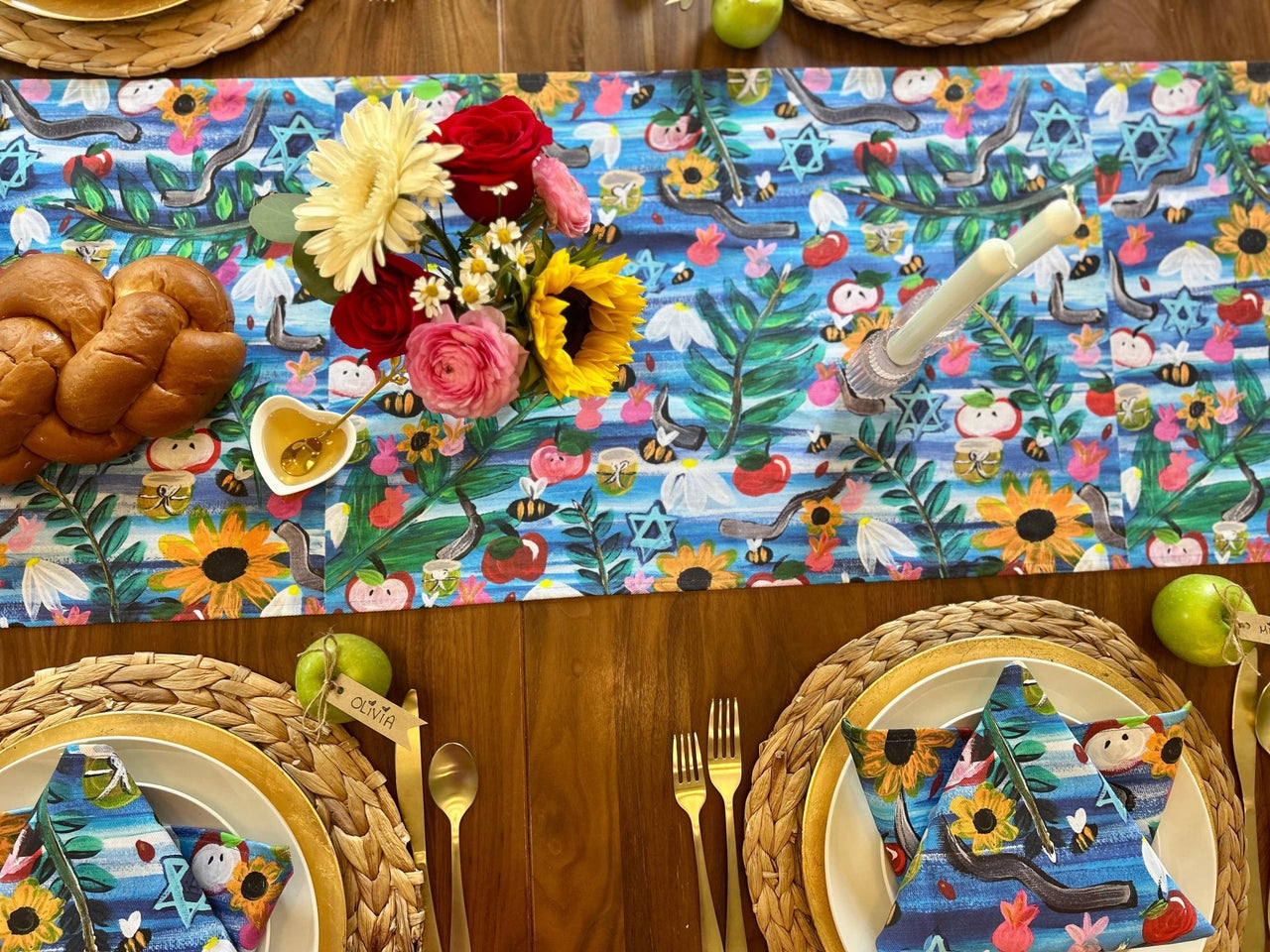 Arielle Zorger Designs - Rosh Hashanah Garden Table Runner - ModernTribe