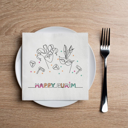 Purim Jester Cocktail Napkins - Pack of 20
