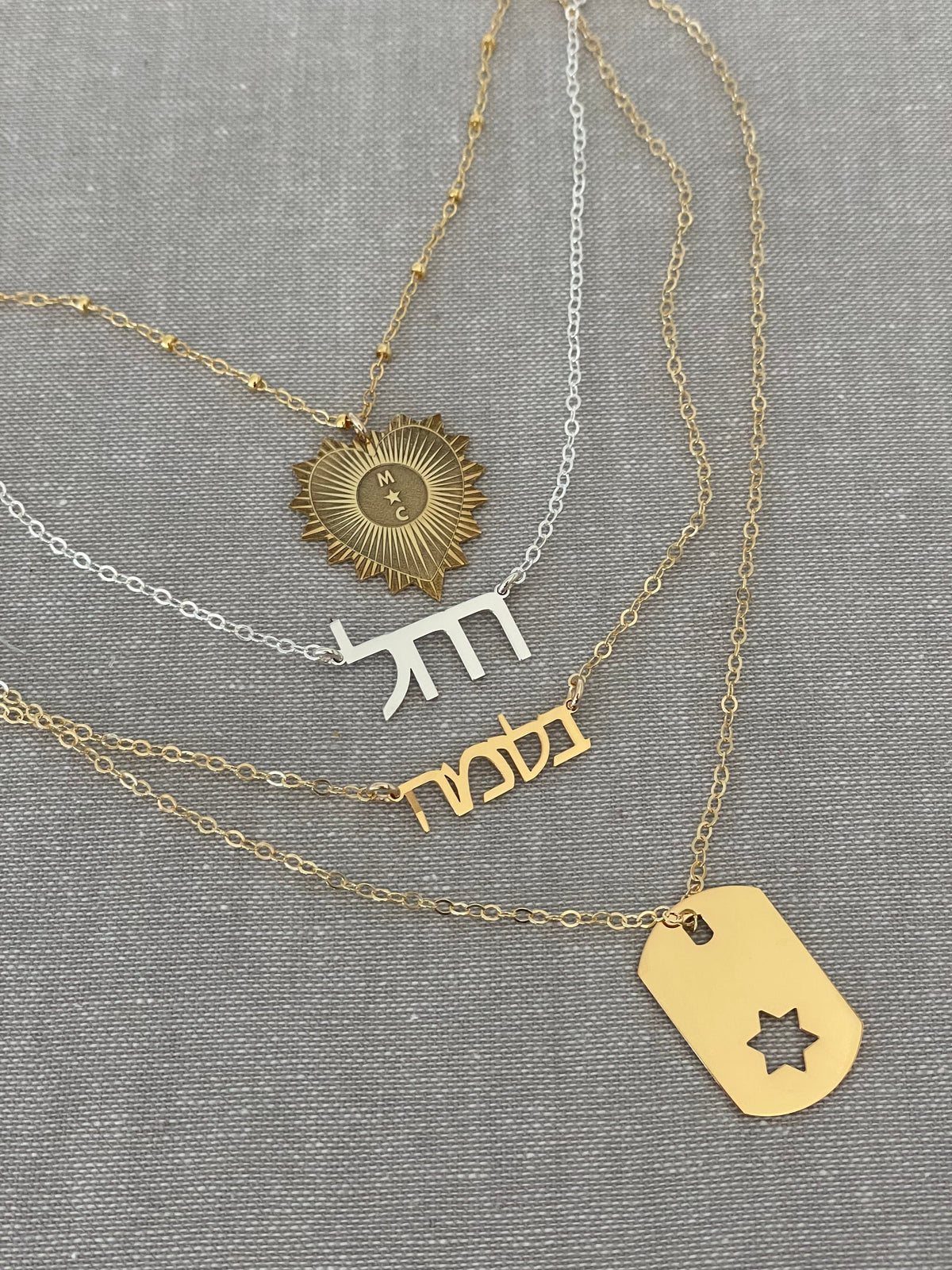Miriam Merenfeld Jewelry Necklaces Star of David ID Tag Necklace - (Sterling Silver, Gold-Plated or Two-Tone)