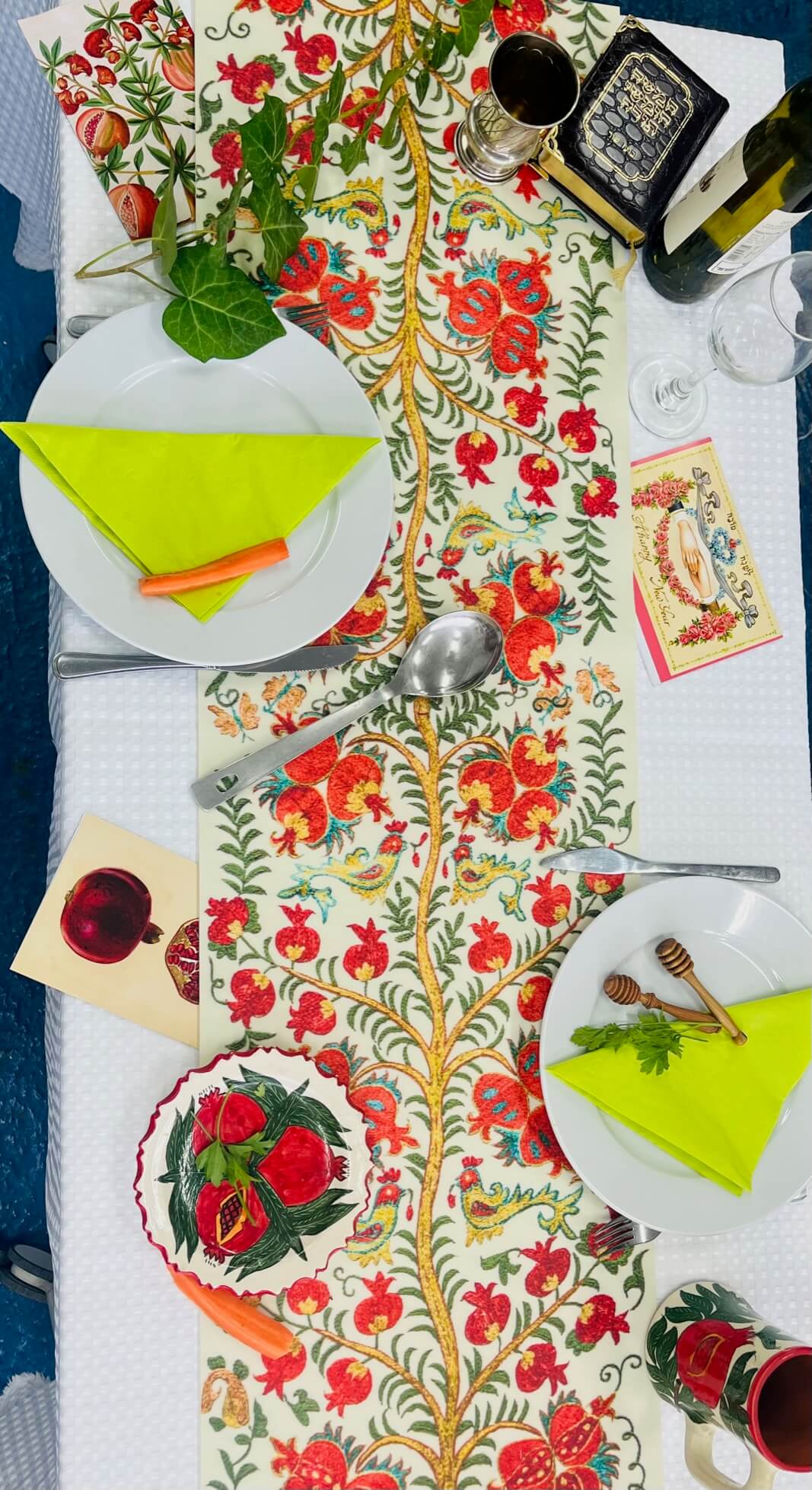 Barbara Shaw - Pomegranates Bukhara Vinyl Table Runner - ModernTribe