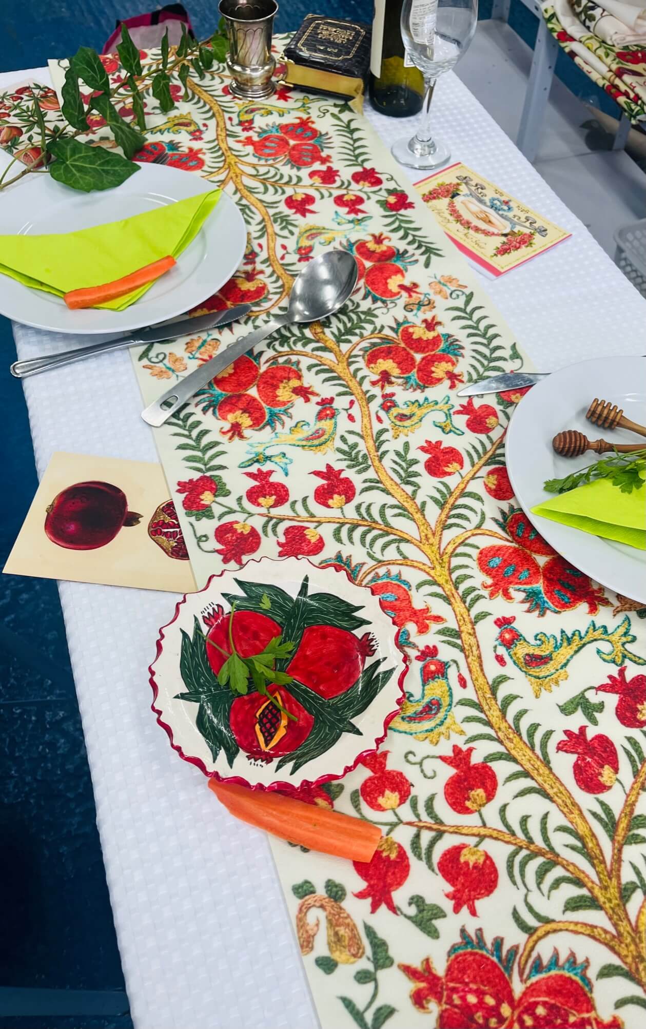 Barbara Shaw Tablecloth Pomegranates Bukhara Vinyl Table Runner