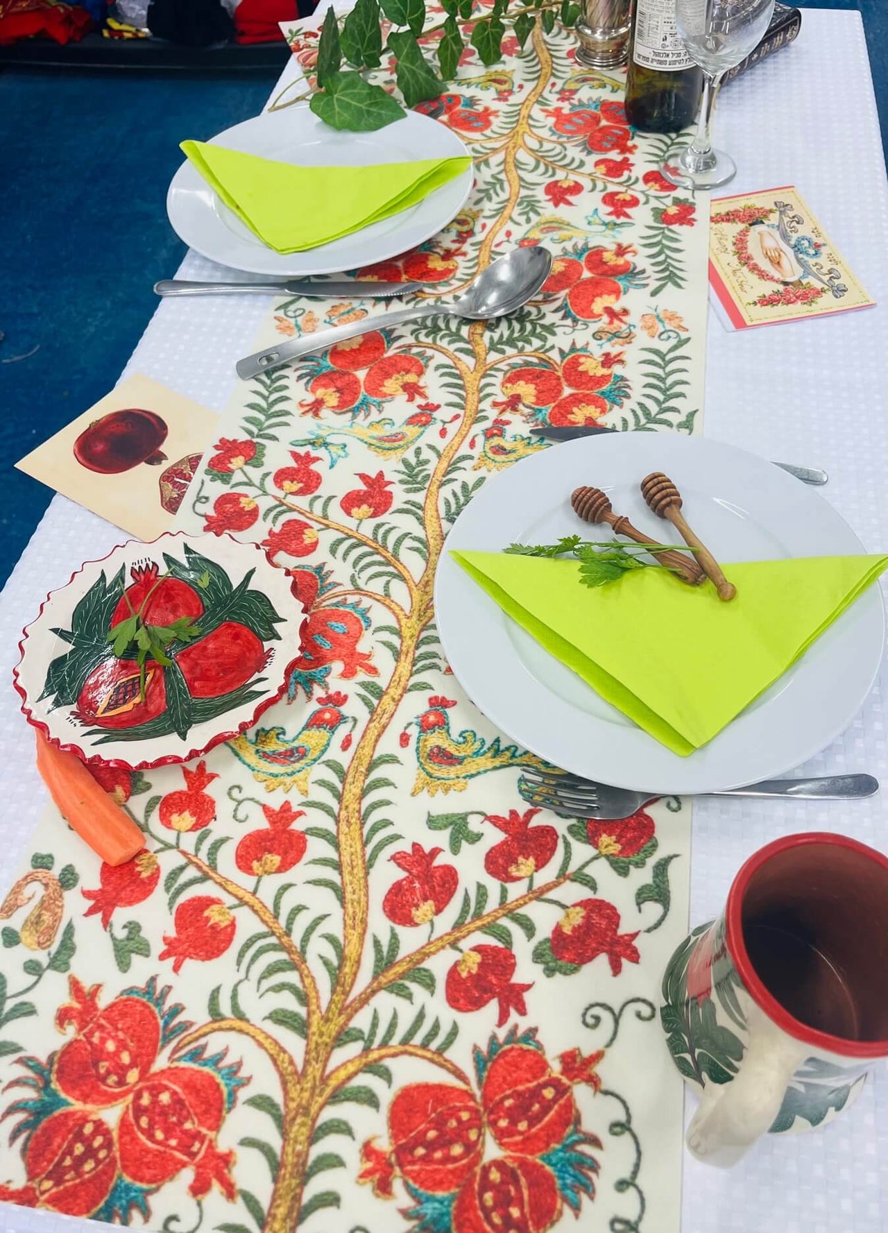 Barbara Shaw - Pomegranates Bukhara Vinyl Table Runner - ModernTribe