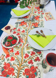Barbara Shaw Tablecloth Pomegranates Bukhara Vinyl Table Runner