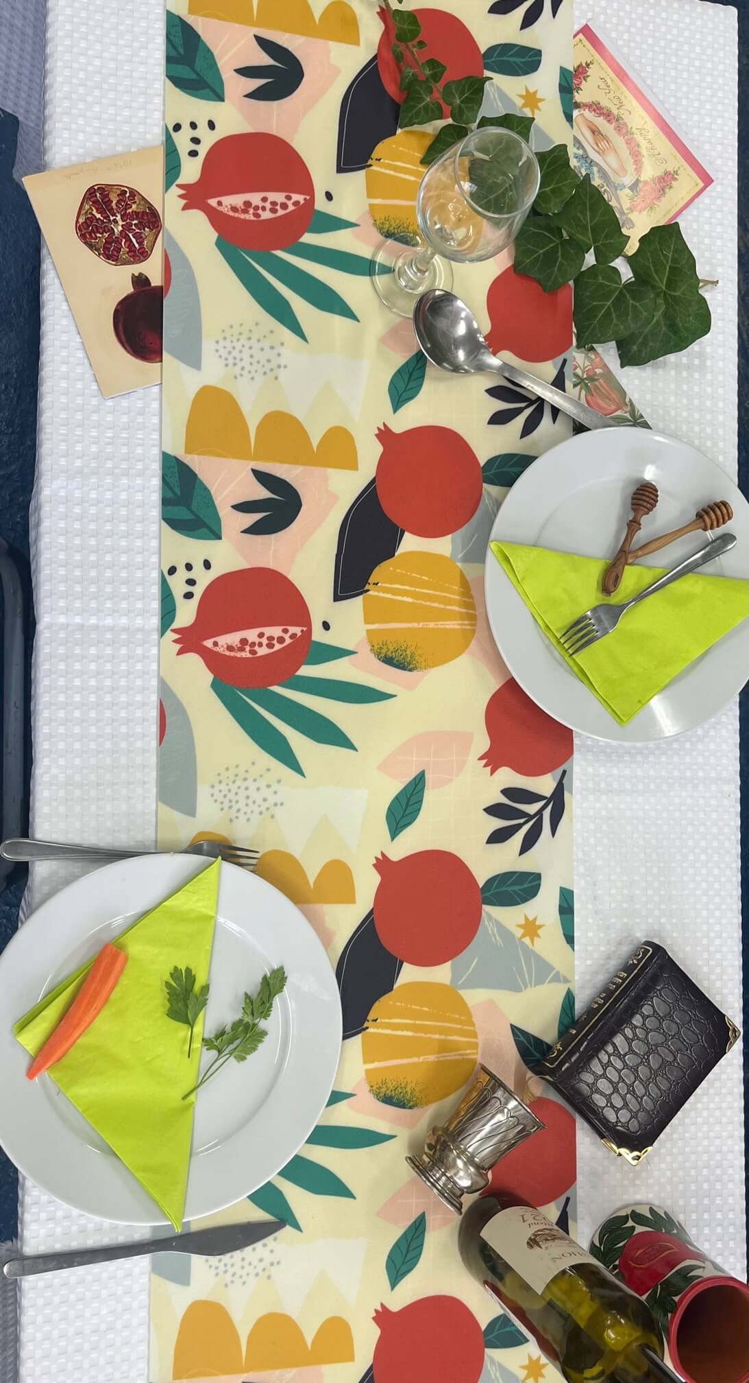 Barbara Shaw - Whimsical Pomegranates Vinyl Table Runner - ModernTribe