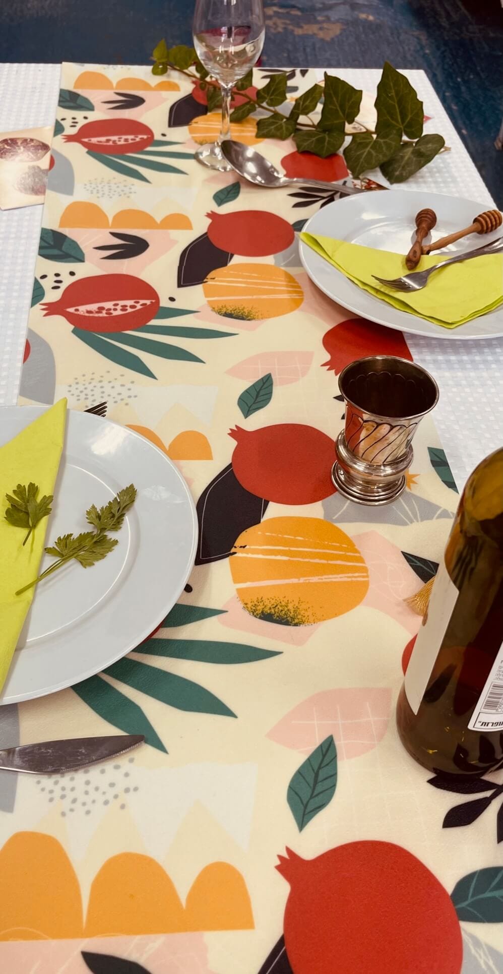 Barbara Shaw - Whimsical Pomegranates Vinyl Table Runner - ModernTribe
