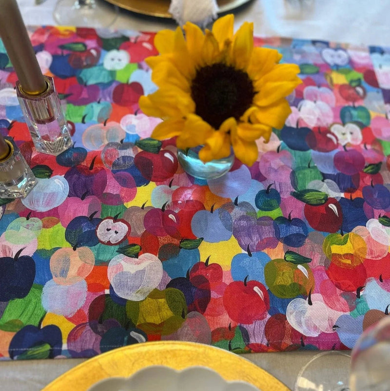 Arielle Zorger Designs - Rosh Hashanah Rainbow Apples Table Runner - ModernTribe
