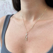 HOTCROWN - Israel Frame Necklace with Diamonds on the Sea Line - 14k Yellow, Rose or White Gold - ModernTribe