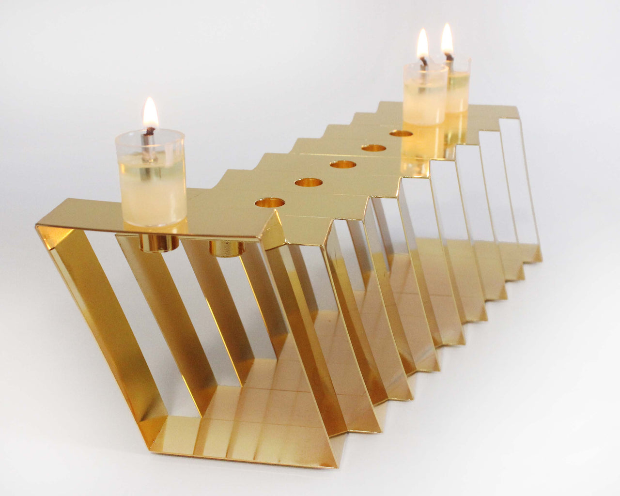 Mickala Design - Modern Gold Coated Menorah - Oil or Wax Candles - ModernTribe