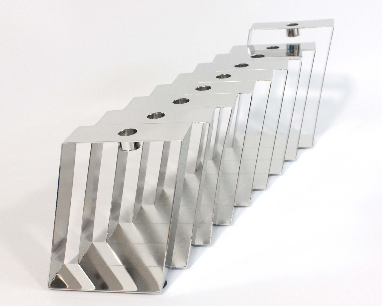 Mickala Design - Modern Silver Coated Menorah - Oil or Wax Candles - ModernTribe