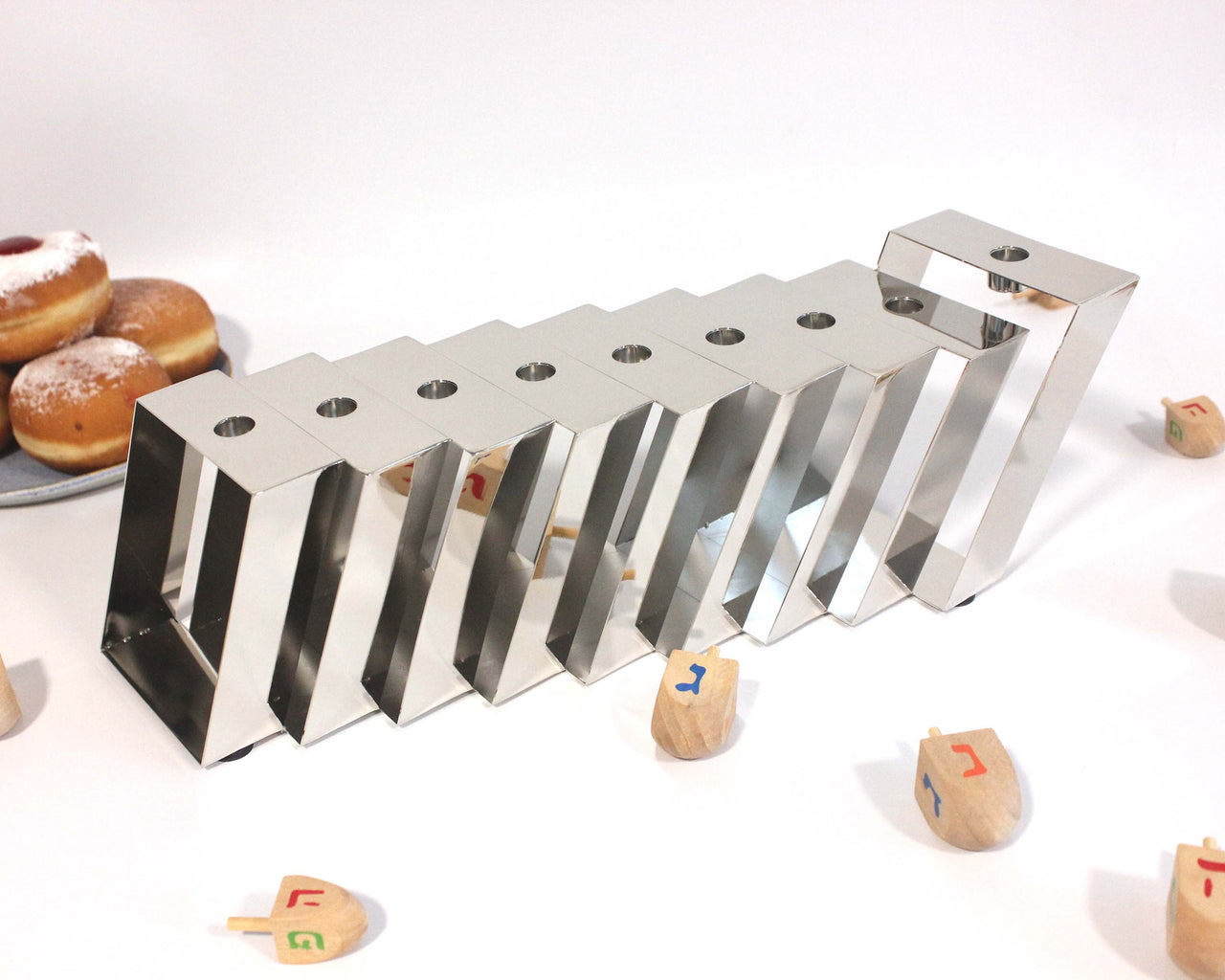 Mickala Design - Modern Silver Coated Menorah - Oil or Wax Candles - ModernTribe