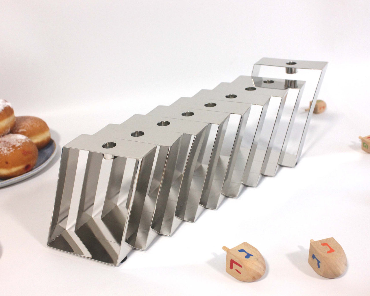 Mickala Design - Modern Silver Coated Menorah - Oil or Wax Candles - ModernTribe